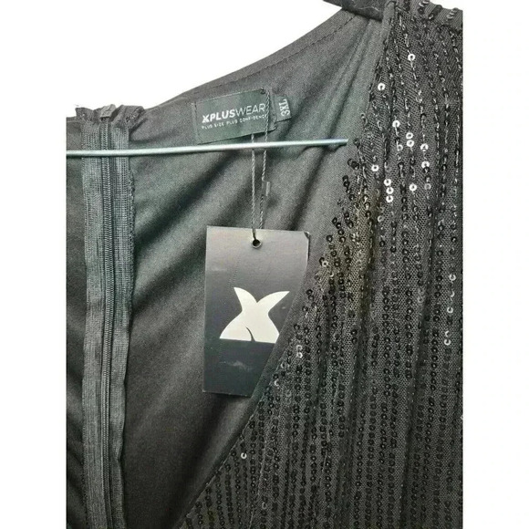 Women's Plus Size Double V-Neck Sequin Sleeveless Evening Dress 3X - Picture 13 of 16